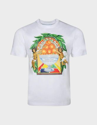 Casablanca Mens Triomphe DOrange Printed T-Shirt White - Size: 42
