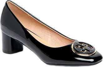 Miss Diva Womens Shoes Katty Brooch Detail Block Heel Court Shoes (Black Patent, UK_Footwear_Size_System, Adult, Women, Numeric, Medium, Numeric_3)