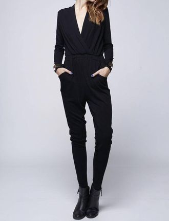 Charme Wrap Front Jumpsuit In Black