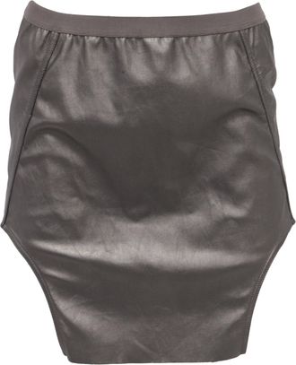 Rick Owens Diana Mini Skirt in Grey Lamb Leather