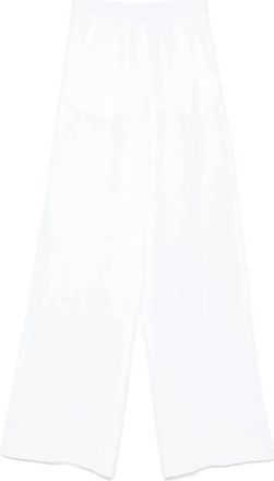 Antonelli Witte Linnen Broek met Elastische Tailleband - Dames - Wijde Broeken - Wit - S - Linnen - Broeken