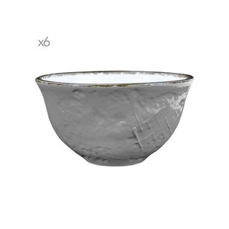 Arcucci Set of 6 preta grey bolus 14,5cm ceramic