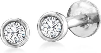 RS Pure by Ross-Simons Bezel-Set Diamond Flat-Back Stud Earrings in Sterling Silver