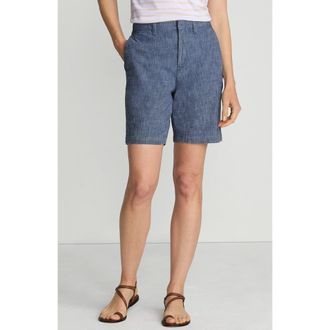 Lands End Plus Size Elastic Back Classic 7 Chino Shorts in Evening Sky Chambray at Nordstrom, Size 14Short