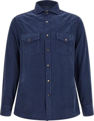 Brunello Cucinelli Blue Relaxed Solid Shirt