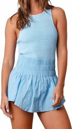 Peach Love California Lynn Smocked Chest Romper In Blue
