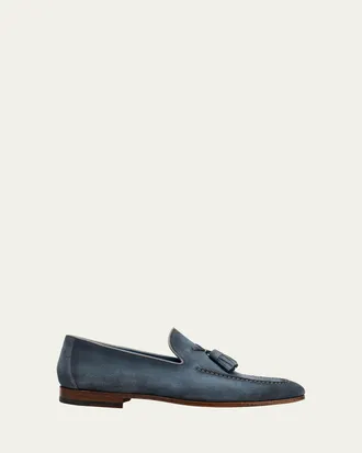 Magnanni Mens Seneca II Suede Tassel Loafers