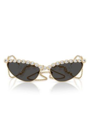 Swarovski 59mm Cat Eye Sunglasses with Chain in Gold /Dark Grey at Nordstrom