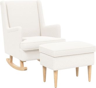 vidaXL Sill&oacute;n Con Pouf 2 Uds. Crema Boucl&eacute; Vidaxl
