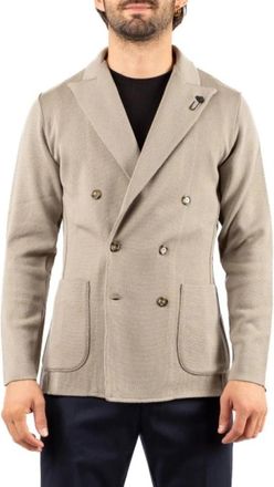 Lardini Giacca Maglia - Heren - Blazers - Beige - XL - Wol - Jassen