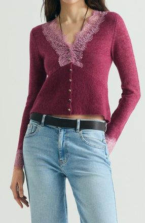 Scalpers Lace knit cardigan in Burgundy at Nordstrom, Size Medium Eu