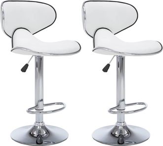 vidaXL Taburetes De Cocina 2 Unidades Cuero Sint&eacute;tico Blanco Vidaxl