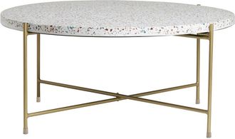 Miliboo Miliboo - Mesa De Centro De Dise&ntilde;o Redonda De Terrazo Y Metal Dorado 81 Cm Di&aacute;m. Mezzo
