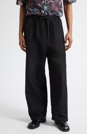 Christophe Lemaire Linen Blend Pajama Pants in Black at Nordstrom, Size 36 Us