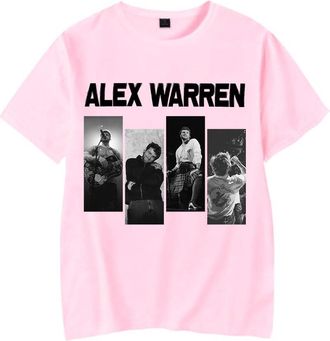 Generic Alex Warren Merch Classic Graphic Album T-Shirt Streetwear Short Sleeve Tour Clothing for Summer (Pink,M)
