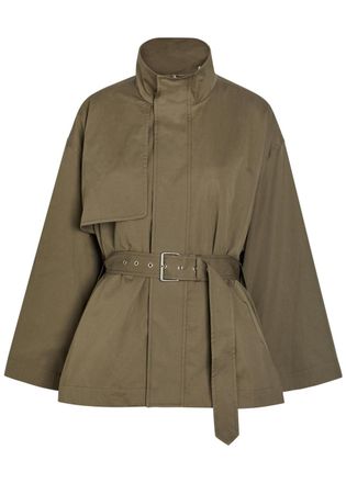 Frame Denim Belted Cotton Trench Jacket - Green - S (UK8-10 / S)