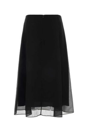 Brunello Cucinelli Womens Black Silk Skirt C101 Gonne