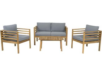 Habitat et Jardin Conjunto De Muebles De Jard&iacute;n De Madera Con Cojines beckham - 4 Plazas - Gris