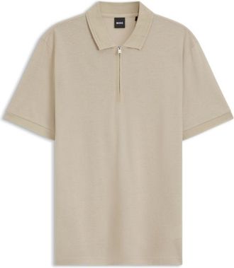 BOSS Zip-placket polo shirt in a cotton blend