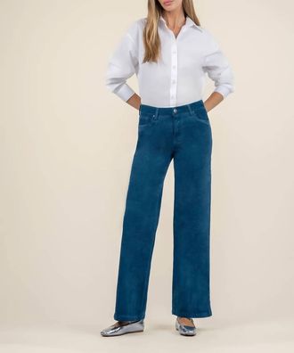 Kut from the Kloth Velvet High Rise Wide Flare Pant In Teal