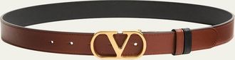 Valentino Garavani VLogo Signature Reversible Calfskin Belt, 30mm