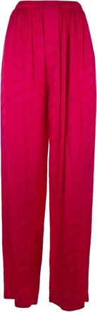 Balenciaga Geplooide Rechte Pijp Broek - Dames - Wijde Broeken - Roze - S - Leer - Broeken