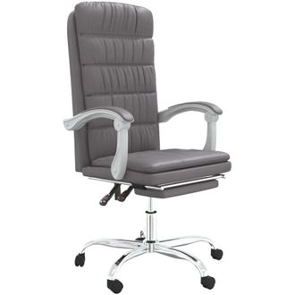 vidaXL Silla De Oficina Reclinable Cuero Sint&eacute;tico Gris Vidaxl