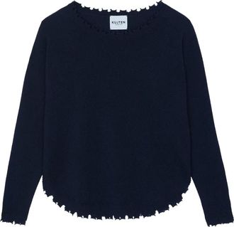 Kujten Maglione Mela con orlo a smerlo - Blu