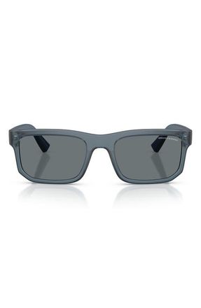 A|X Armani Exchange 56mm Square Sunglasses in Matte Frosted Blue/dark Blue at Nordstrom