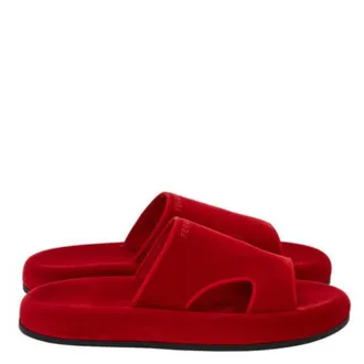 Ferragamo Velvet Slide Sandals, Size 9