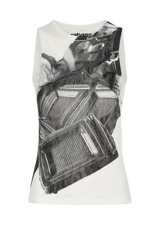 Paco Rabanne Metallic-print Stretch-cotton Tank top - White And Black - S (UK8-10 / S)