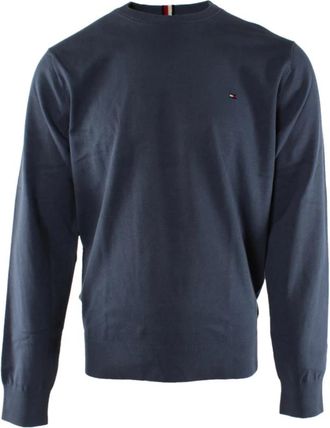 Tommy Hilfiger Rondgebreide trui - Heren - Ronde hals truien - Blauw - 2XL - Katoen - Truien & Vesten