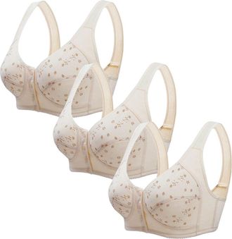 Generic Womens Bras 3 Pack Sports Bras Front Closure Bras Push Up Bra No Underwire Plus Size Front Button Bra Comfortable Breathable Plus Size Brassiere Daily