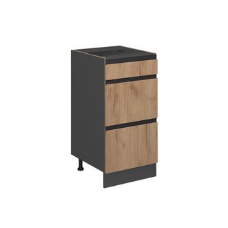 Vicco Mueble Bajo De Cocina R-line, Roble Dorado, 40 Cm En Forma De J, Con Cajones, Sin Encimera Vicco