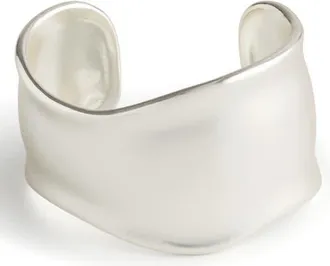 Madewell Wide Cuff Bracelet in Warm Silver at Nordstrom