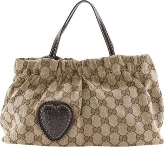 Gucci Pre-owned Handbags, female, Beige, Size: ONE SIZE Pre-owned Canvas Handbag