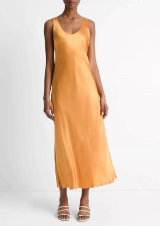 Vince Satin Bias Tank Dress In Marigold