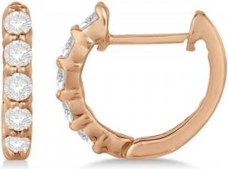 Allurez Hinged Hoop Diamond Huggie Style Earrings 14k Rose Gold (0.33ct)
