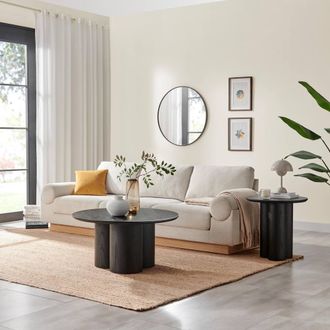 Furniturebox Sutton Round Black Veneer Wood Coffee Table