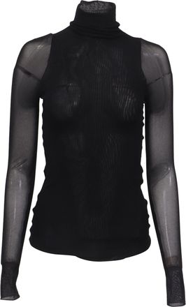 Max Mara Leisure Veles Sheer Mesh Top in Black Polyamide