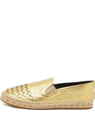 Bottega Veneta Intrecciato flat espadrilles - Gold