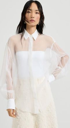 Brunello Cucinelli Crispy silk shirt in White at Nordstrom, Size 3X-Large Eu