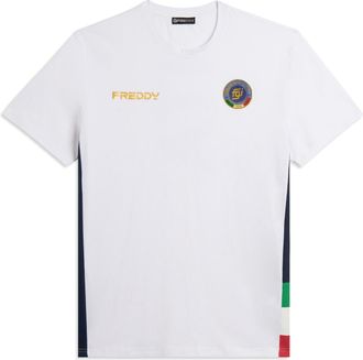 Freddy T-shirt Uomo Italia FGI Bianca con Inserti Blu