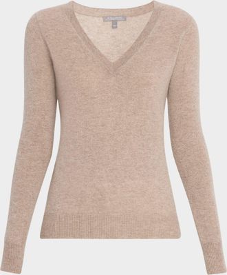 Neiman Marcus Cashmere Classic V-Neck Sweater