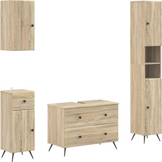 vidaXL Juego De Armarios De Ba&ntilde;o De 4 Piezas Breda Roble Sonoma Vidaxl