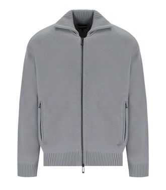 Emporio Armani Grey Zipped Cardigan