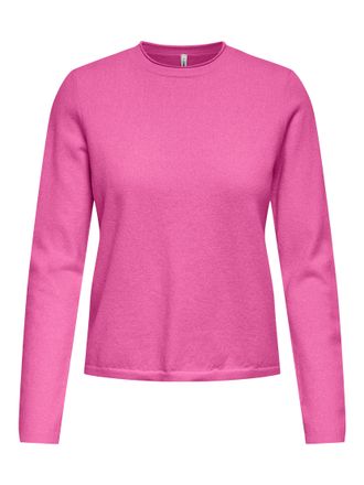 Only Strickpullover ONLY ONLLOYAL LS ONECK KNT NOOS, Damen, Gr. XL, super pink detail:melange, Strick, Obermaterial: 80% Polyester, 20% Nylon, meliert, nor