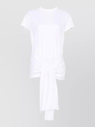 Toteme cotton blend top round neck tie waist