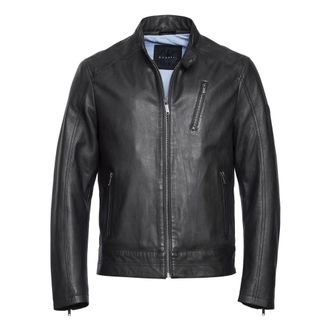 Bugatti Jassen, Heren, Zwart, 5Xl, Stijlvolle leren jas met unieke details