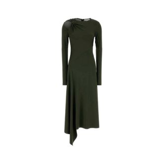 Victoria Beckham Midi Dresses, female, Green, Size: S Twist Armhole Detail Midi Dress